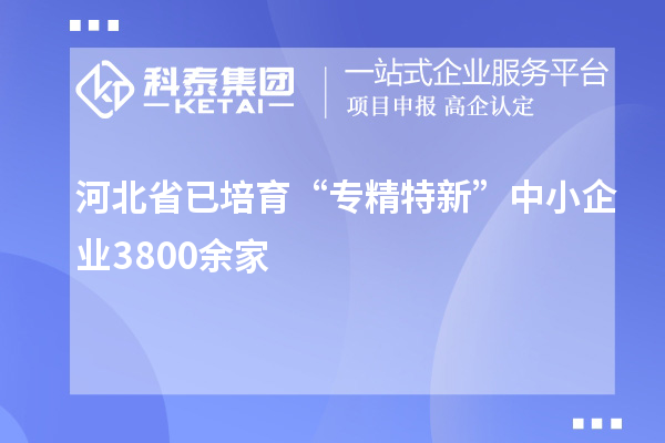 河北省已培育“專精特新”中小企業3800余家