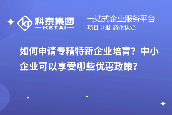 如何申請專精特新企業培育？中小企業可以享受哪些優惠政策？