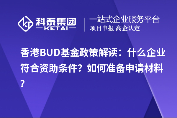 香港BUD基金政策解讀：什么企業符合資助條件？如何準備申請材料？