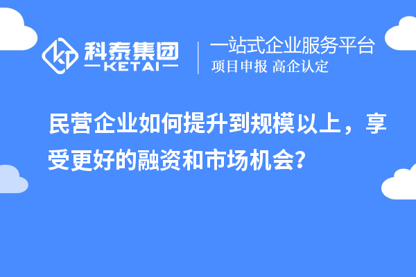 民營企業(yè)如何提升到規(guī)模以上，享受更好的融資和市場機會？
