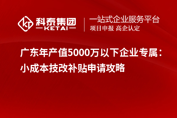 廣東年產值5000萬以下企業專屬：小成本技改補貼申請攻略