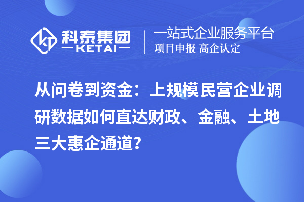 從問卷到資金:上規模民營企業調研數據如何直達財政、金融、土地三大惠企通道?