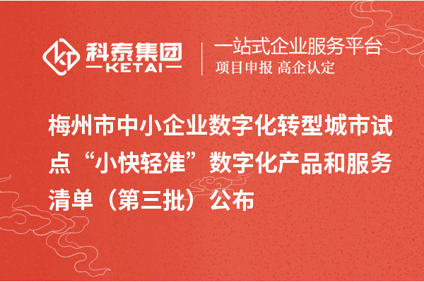 梅州市中小企業數字化轉型城市試點“小快輕準”數字化產品和服務清單(第三批)公布