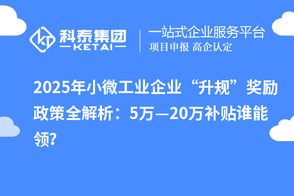 2025年小微工業企業“升規”獎勵政策全解析：5萬—20萬補貼誰能領？