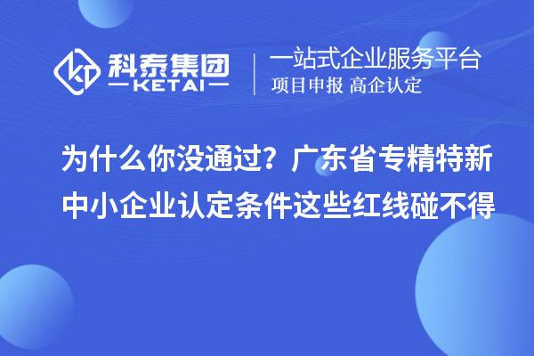 為什么你沒通過？廣東省專精特新中小企業認定條件這些紅線碰不得