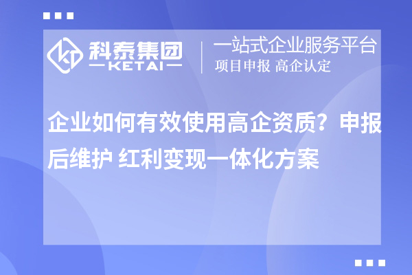 企業如何有效使用高企資質？申報后維護+紅利變現一體化方案