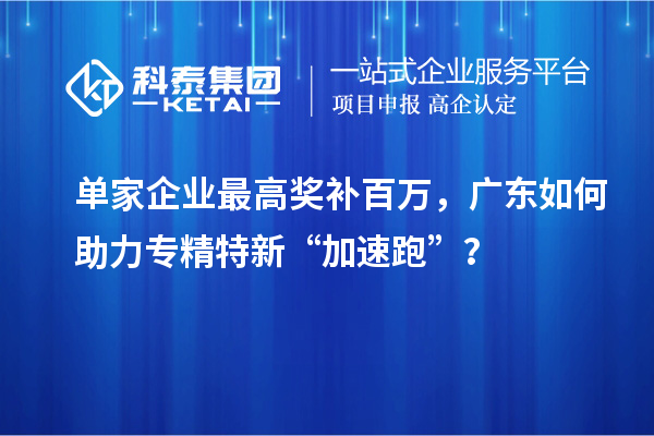 單家企業(yè)最高獎補百萬，廣東如何助力專精特新“加速跑”？