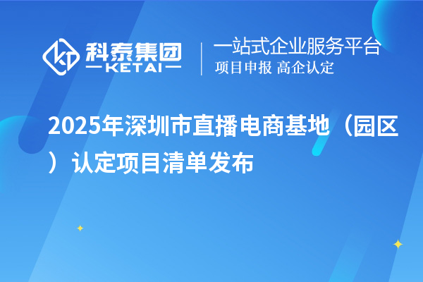 2025年深圳市直播電商基地（園區）認定項目清單發布