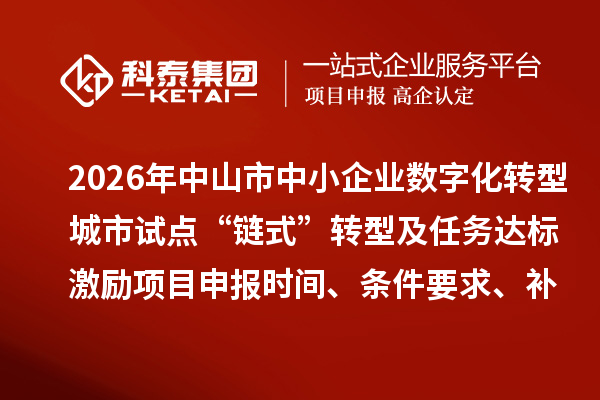 2026年中山市中小企業數字化轉型城市試點“鏈式”轉型及任務達標激勵項目申報時間、條件要求、補助獎勵