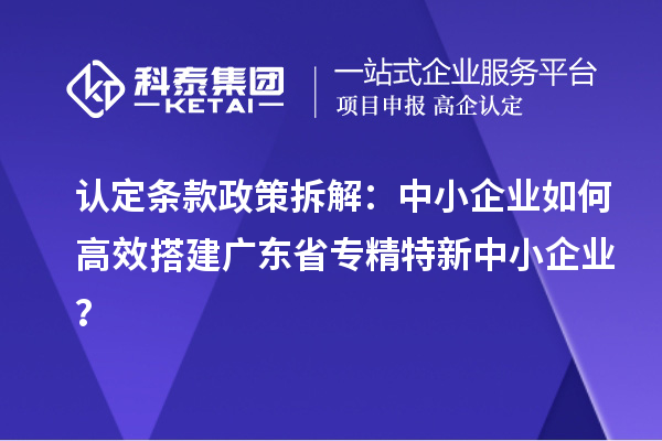 認定條款政策拆解：中小企業如何高效搭建廣東省專精特新中小企業？