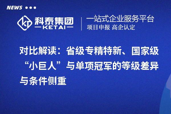 對(duì)比解讀：省級(jí)專精特新、國(guó)家級(jí)“小巨人”與單項(xiàng)冠軍的等級(jí)差異與條件側(cè)重