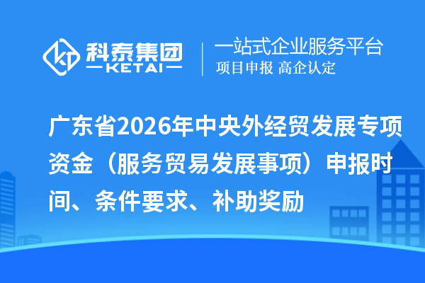 廣東省2026年中央外經貿發展專項資金（服務貿易發展事項）申報時間、條件要求、補助獎勵